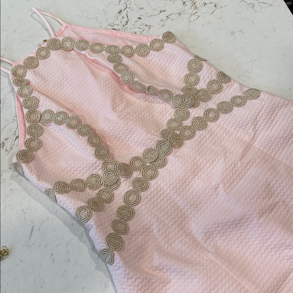 Lilly Pulitzer Pink and Gold Backless Dress
